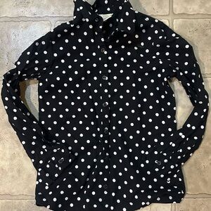 Faded Glory Black and White Polka Dot Shirt